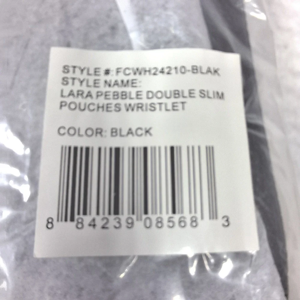 French Connection Wristlet Womens OS Black Lara‎ Pebble Double Slim Pouches NWT